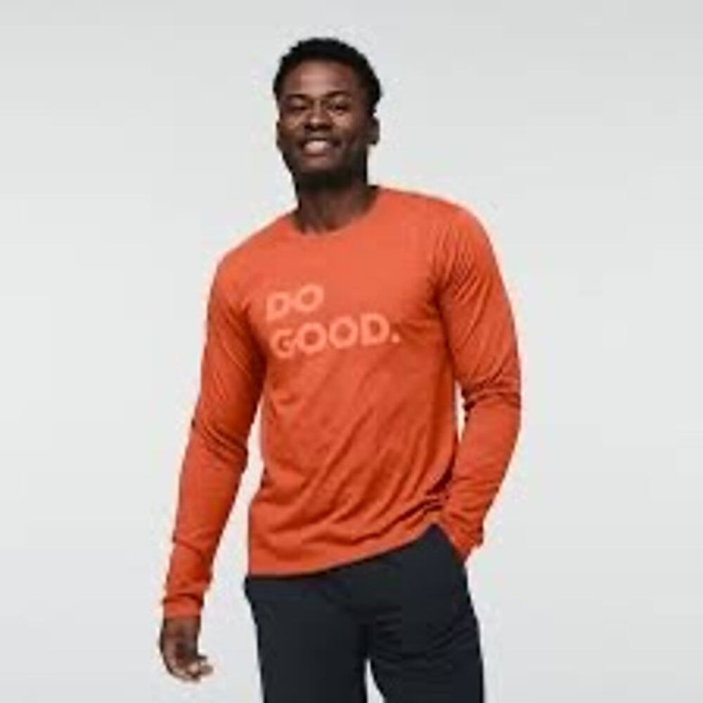 Cotopaxi Men’s Small Do Good Long-Sleeve T-Shirt Orange Outdoors Hiking Gorpcore